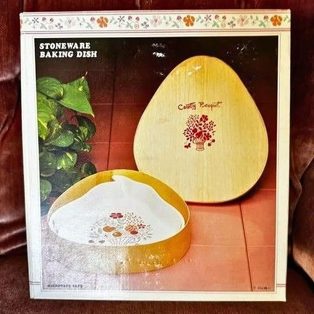 Vintage Country Bouquet Pear Dish Stoneware Taiwan 1970s Collectible